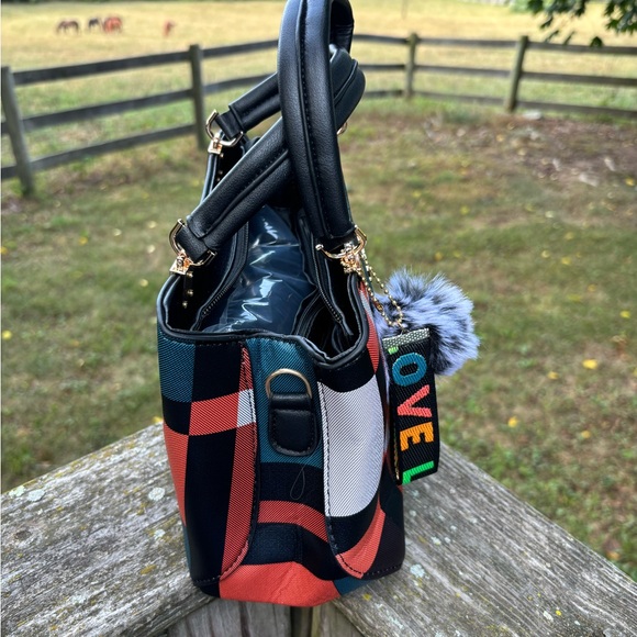 SHEIN small plaid purse very cute and colorful zippered pocket on exterior back - Picture 4 of 8